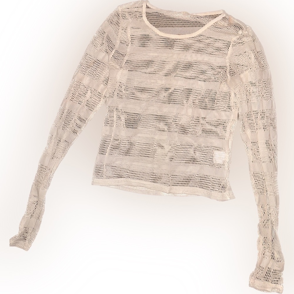 White See Thru Long Sleeve Top with holes